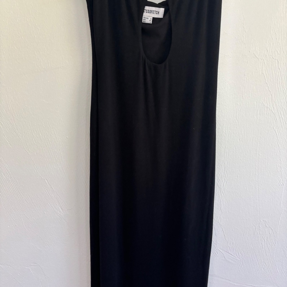 THATSSOFETCH Black Bodycon Maxi Dress US 4 AUS 8 Keyhole Cutout Spaghetti Strap - Picture 6 of 14